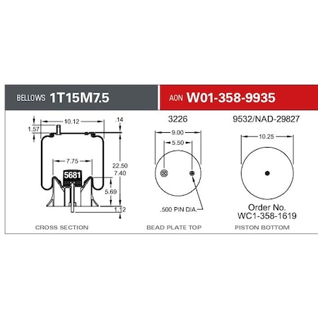 Firestone Air Spring, Suspension, 1T-Reversible Sleeve W013589935